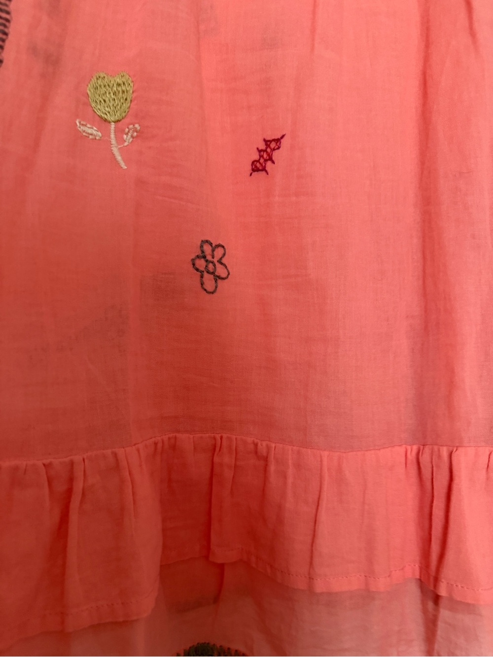 Johnny Was Women’s Mayda’s Peach/ Coral Embroidered Ruffle Tunic - Picture 5 of 10